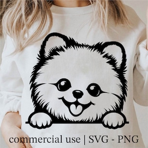 Peeking Funny Pomeranian Dog Svg, Breed Peeking Dog Png, Playful Peeking Dog Clipart, Cute Pomeranian Svg Black and White, Commercial Use