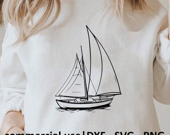 Boot zeilen Svg, Png, Dxf, zeilboot op golven Svg, minimalistische zeiloverzicht, nautische Svg, png, zeilboot Svg, licentie voor commercieel gebruik