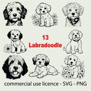 13 Labradoodle Svg Bundle, Labradoodle Face Png, Puppy Labradoodle Silhouette, Labradoodle Svg Black And White Print, Commercial Use License