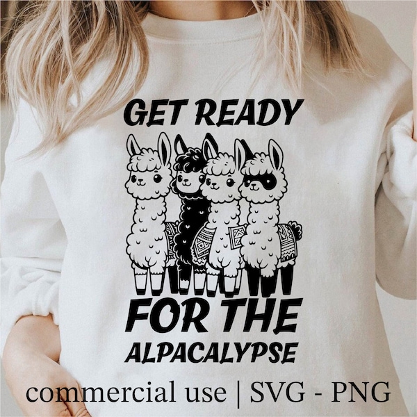 Funny Alpaca Svg, Bachelorette Svg, Funny Llama Shirt Design, Get Ready for the Alpacalypse Png, Alpaca Lover Clipart, Commercial Use