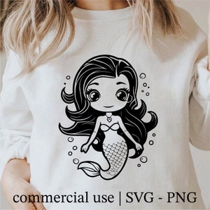 Cute Mermaid Svg, Cricut Mermaid Png, Mermaid Silhouette Svg, Mermaid Clipart, Mermaid Svg Black And White Prints, Commercial Use License