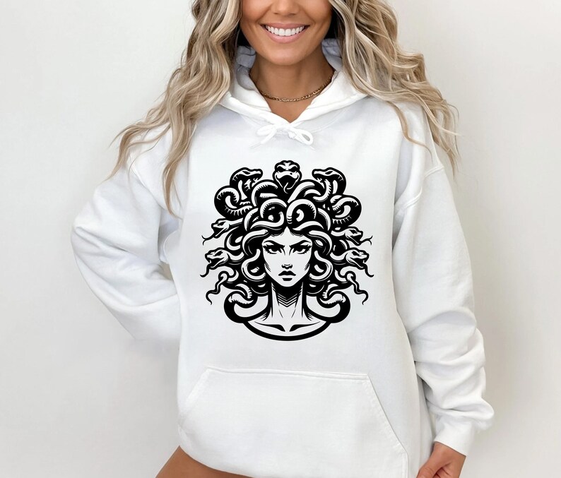 15 Pcs Medusa Svg Bundle, Medusa Png for Shirt Design, Cool Medusa Tattoo Design, Cricut Medusa Svg Black and White Print, Commercial Use image 6