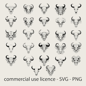27 Unique Cow Skull Bundle, Longhorn Skull Svg Bundle, Skull With Feathers Svg, Southwest Svg, Southern Svg Black And White, Commercial Use
