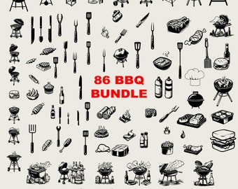 86 Design Huge Bbq Svg Bundle, Bbq Grill Svg Bundle, Bbq Smoker Svg, Bbq Timer Clipart Bundle, Funny Bbq Svg Black And White, Commercial Use