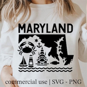 Maryland Svg, State Svg, Maryland Outline, Maryland Shirt Design, State Png, Maryland Png, Maryland Svg Black and White, Commercial Use