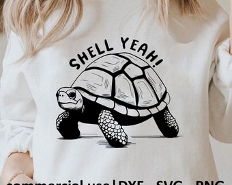 Shell Yeah Memes Svg, Funny Turtle Svg, Black And White Turtle Svg, Sea Turtle Png, Turtle Svg Black And White Print, Commercial Use License