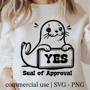 Rolig säl Svg, roliga havsdjur Svg, Seal of Approval Png, marina djur Clipart, söt säl Clipart, kommersiellt bruk