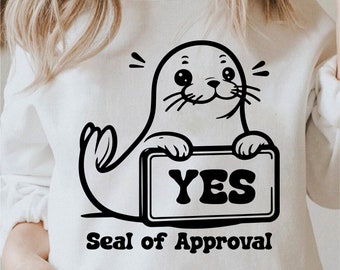 Funny Seal Svg, Funny Sea Animal Svg, Seal of Approval Png, Marine Animal Clipart, Cute Seal Clipart, Commercial Use