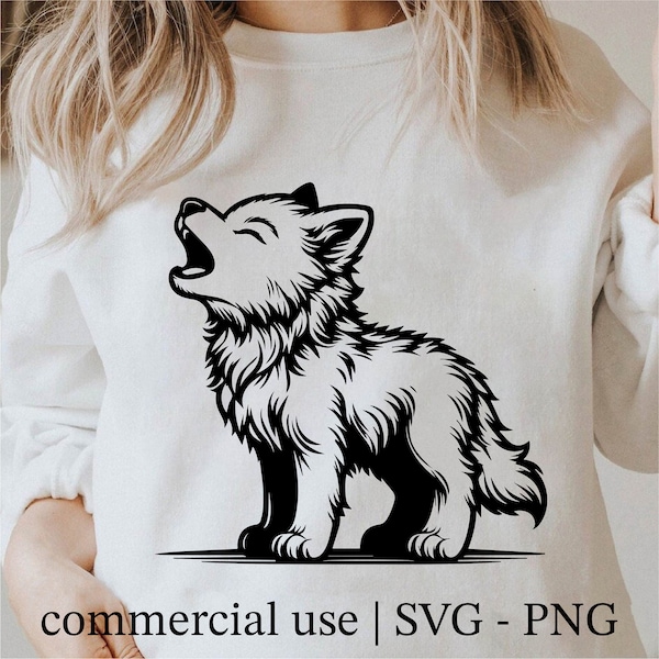 Wolf Puppy Svg, Baby Wolf Png, Cricut Wolf Png, Wolf Cub Png, Wolf Pup  Svg, wolf Svg Black And White Prints, Commercial Use License