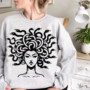 15 Pcs Medusa Svg Bundle, Medusa Png for Shirt Design, Cool Medusa Tattoo Design, Cricut Medusa Svg Black and White Print, Commercial Use image 9