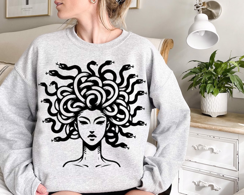 15 Pcs Medusa Svg Bundle, Medusa Png for Shirt Design, Cool Medusa Tattoo Design, Cricut Medusa Svg Black and White Print, Commercial Use image 9