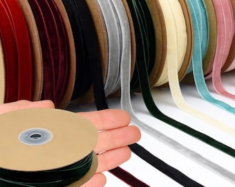 10-metrowa wstążka aksamitna o grubości 10 mm, 10,9 jarda, 1 cm/0,4 cala, jednostronna wstążka aksamitna z wykończonym brzegiem, hurtowa sprzedaż na rękodzieło, wesele, prezent, wieniec, dekoracje