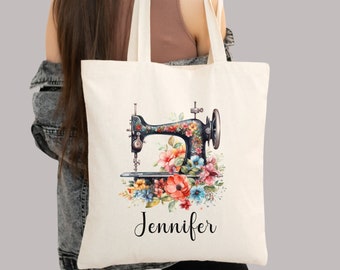 Personalized Sewing Canvas Tote Bag, Sewing Gifts, Sewing Gifts for Mom, Sewing Gifts For Women, Gifts For Sewers, Gifts For Sewing Lovers