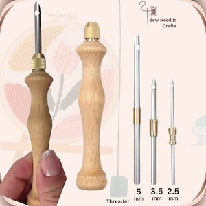 Adjustable Punch Needle Tool Set, Sizes 2.5mm 3.5mm 5mm Needles with Long Threader, Punch Needles, Embroidery Punch Needle, Punch Needle kit