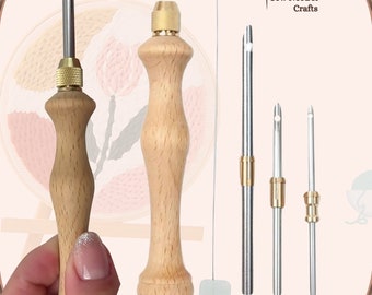 Verstellbares Punch Nadel Werkzeug Set Größen 2,5 mm 3,5 mm 5 mm Nadeln mit Langer Einfädler, Punch Needle, Embroidery Punch Needle, Punch Needle Kit
