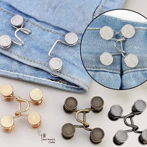 No Sew Waist Adjusters for Pants, Jeans Waist Adjuster, Waist Clip, Waist Tightener, Waist Cinch Clip, No Sew Buttons, Classic Button Design