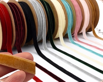 10-metrowa wstążka aksamitna o grubości 10 mm, 10,9 jarda, 1 cm/0,4 cala, jednostronna wstążka aksamitna z wykończonym brzegiem, hurtowa sprzedaż na rękodzieło, wesele, prezent, wieniec, dekoracje