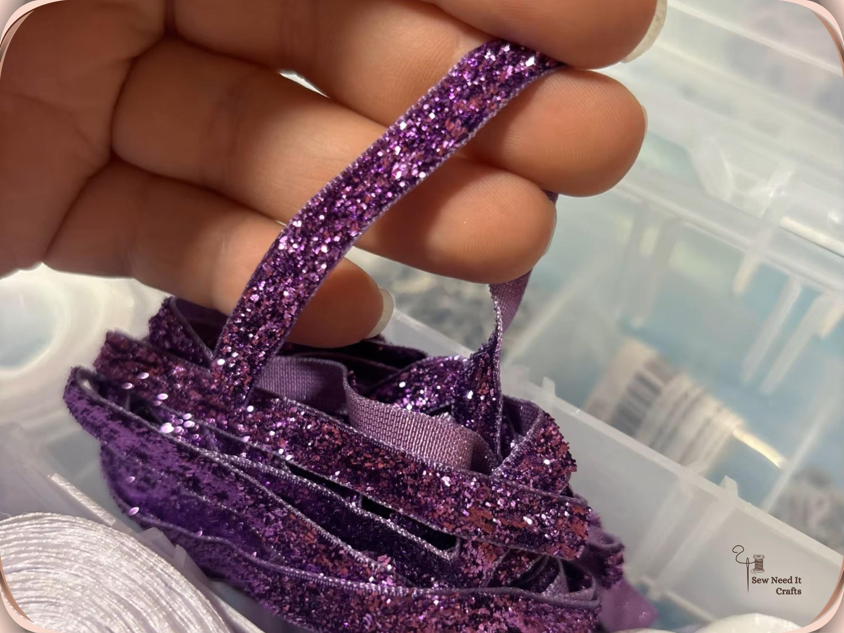 5yds 6mm Glitter Velvet Ribbons 4.5m 1/4