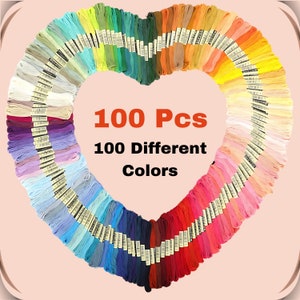 100 Pieces Multicolor Embroidery Thread Floss Skein For Embroidery Sewing Crafts Stitching Cross Stich Crochet DIY Projects