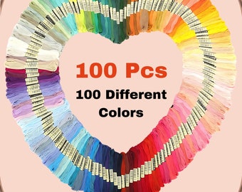 100 Pieces Multicolor Embroidery Thread Floss Skein For Embroidery Sewing Crafts Stitching Cross Stich Crochet DIY Projects