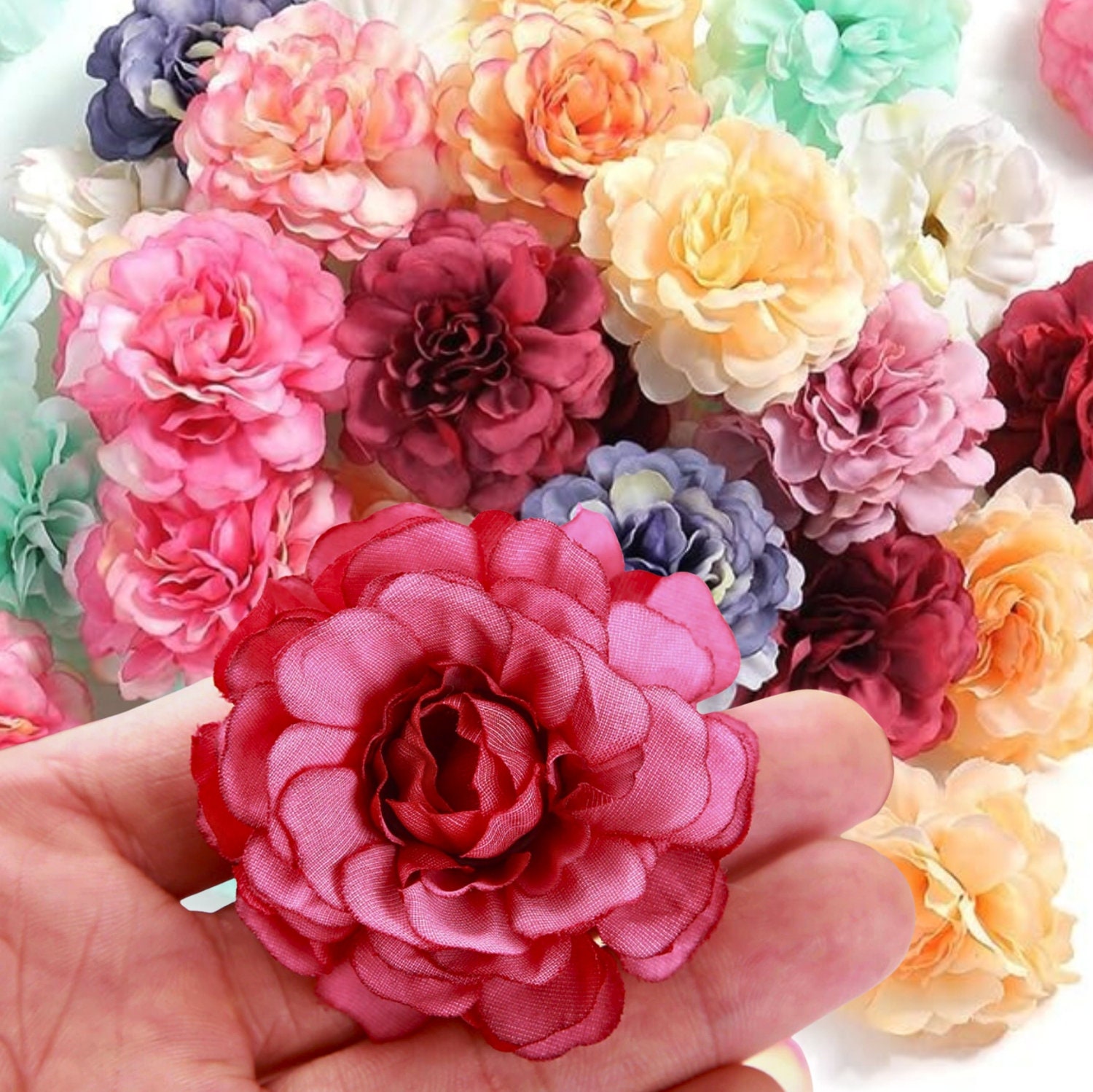 Random Mix Artificial Flowers for Wedding Party Home Wall Decoration Silk  Foam Flowers Gift DIY Marriage Shoes Hats Accessories 