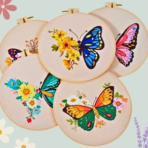 Butterfly Hand Embroidery Kit, Embroidery Starter Kit, Modern Embroidery kit, Learn Embroidery, Hand Embroidery Kit, Butterfly Embroidery