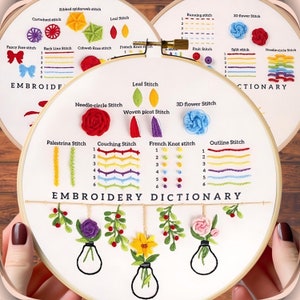 3 Set Beginner Embroidery Kit, Embroidery Starter Kit, Modern Embroidery kit, Learn Embroidery, Hand Embroidery Kit, Embroidery Kit Flowers