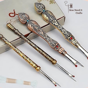 Abridor de costuras elegante em metal gravado, estilo antigo e vintage, presentes para amantes de costura, presentes para crocheteiras, presentes para quilting, materiais de costura