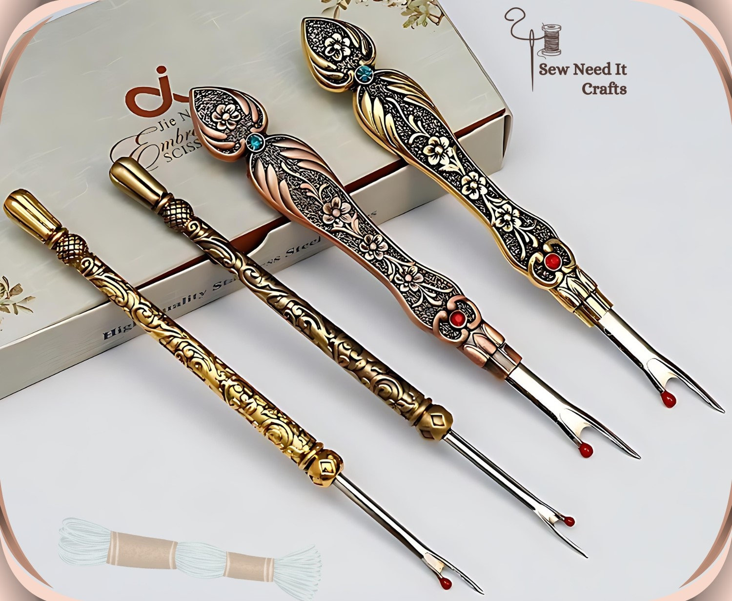 Elegante scucitore in metallo inciso in stile antico e vintage, regalo per amanti del cucito, regali per uncinettisti, regali per quilting, articoli per cucire