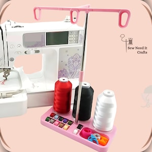 Sewing Thread Holder Organizer Stand Rack 3 Spool Storage For Bobbins Pins Clips, Adjustable Height, Easy Thread Feeding Embroidery Quilting