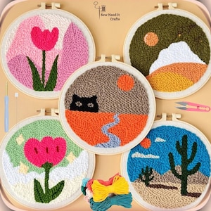 Punch Needle Kits, Punch Needle Set, Punch Needle Tool, Punch Needle Kit Beginner With Punch Needle, Yarn, Printed Pattern and Instructions – adult craft kit