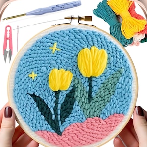 Punch Needle Kits, Punch Needle Set, Punch Needle Tool, Punch Needle Kit Beginner With Punch Needle, Yarn, Printed Pattern and Instructions