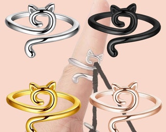 Regulowany pierścień na włóczkę do szydełkowania, pierścień naprężający włóczkę do szydełkowania, pierścień na palec do szydełkowania, regulator naprężenia do szydełkowania, pierścień naprężający do robienia na drutach, kot