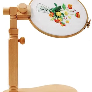 Adjustable Embroidery Hoop Holder Stand | Adjustable Height, Multi Angle | Portable, Durable | Easy Tool-Free Setup | Cross Stitch Beechwood