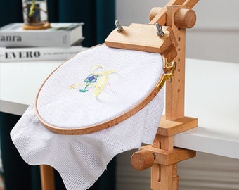 Highly Adjustable and Comfortable Embroidery Hoop Holder Stand | Clamp On Table DIY Cross Stitch | Optimal Embroidery Support | Beechwood