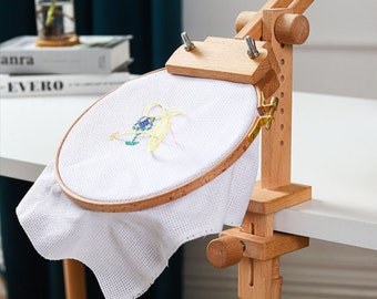 Nurge Wooden Embroidery Hoop Stand, Adjustable Embroidery Table