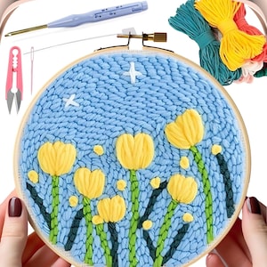 Punch Needle Kits, Punch Needle Set, Punch Needle Tool, Punch Needle Kit Beginner With Punch Needle, Yarn, Printed Pattern and Instructions
