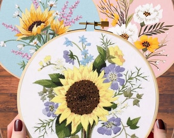 Sunflower Embroidery Kit, DIY Embroidery Kit, Embroidery Kit Flowers, Modern Embroidery Kit, Sunflower Embroidery Kit, Sun Flower Embroidery