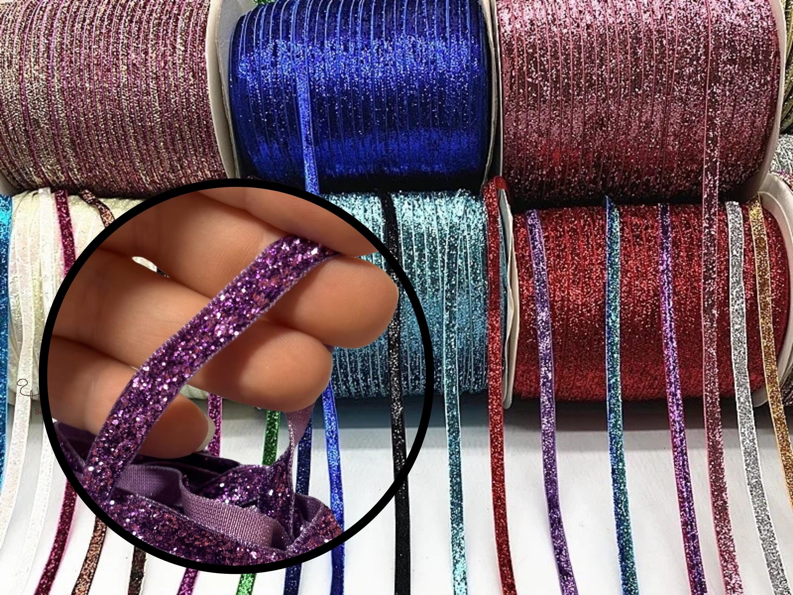 5yds 6mm Glitter Velvet Ribbons 4.5m 1/4