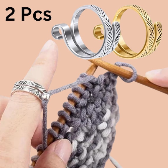 10 Anneaux Guide-fil Pour Tricot - Anneaux Réglables En Métal Pour Doigt, Tension Du Fil Et Tricot Plus Rapide - 7