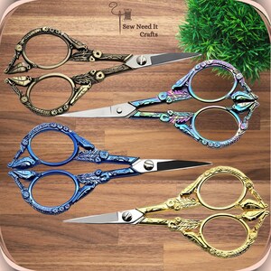 Elegant Metal Engraved Friendly Birds Design Antique Vintage Scissors ...