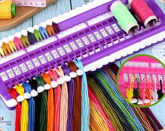Embroidery Thread Organizer 30/50 Slots with Replaceable Number Cards, Built-In Needle Holder, Floss Organizer, Cross Stitch Floss Organizer
