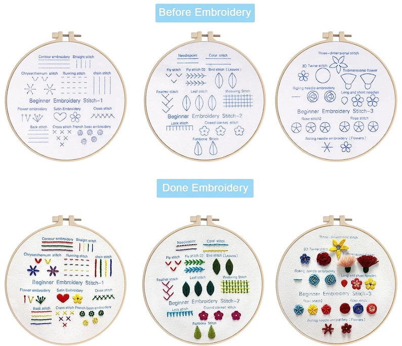 3 Set Beginner Embroidery Kit, Embroidery Starter Kit, Modern Embroidery kit, Learn Embroidery, Hand Embroidery Kit Beginner, Needlepoint 画像 3