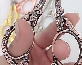 Eleganti forbici vintage in metallo con incisione di uccellini amichevoli, regali per cucito, regali per uncinetti, regali per quilting, articoli per cucito