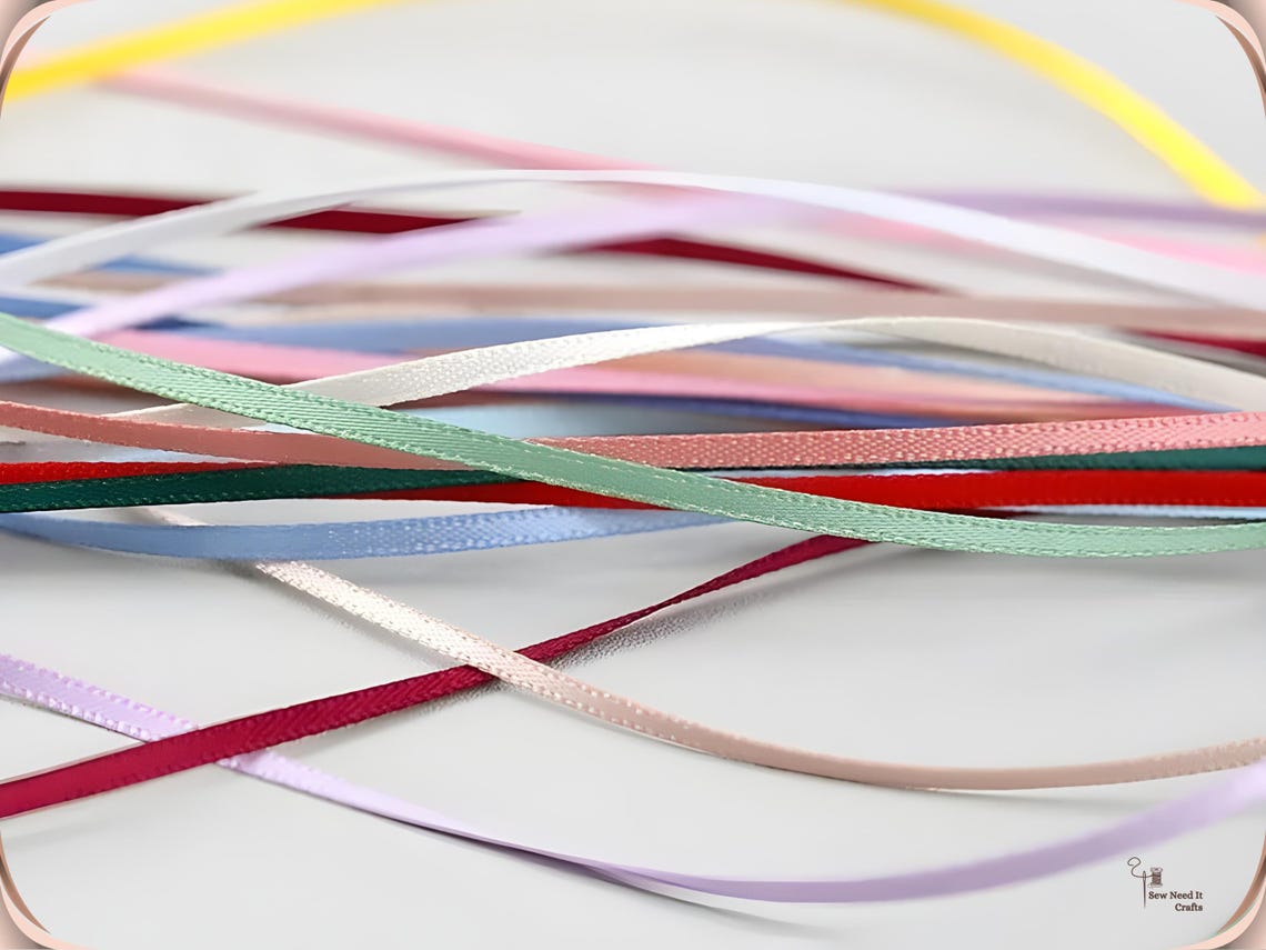 30 Meter 2mm Thin Ribbon 32 Yards 0.08”, Satin Ribbons, Premium Double ...