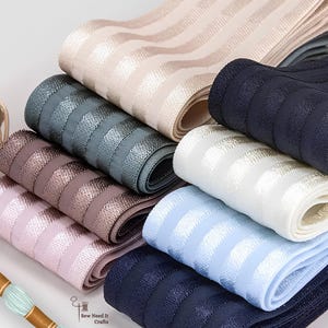 2 Inch Elastic Band for Sewing, Soft Waistband Elastic, Striped Elastic Bands for Sewing, Decorative Elastic Trim, 50mm Elastic Side Panels
