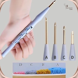 Adjustable Punch Needle Tool & Needle Threader, Punch Needles, Embroidery Punch Needle, Punch Needle kit, Rug Hooking, Punch Needle Pillow