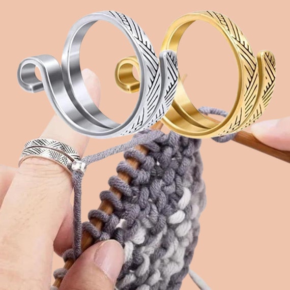 10 Anneaux Guide-fil Pour Tricot - Anneaux Réglables En Métal Pour Doigt, Tension Du Fil Et Tricot Plus Rapide - 2