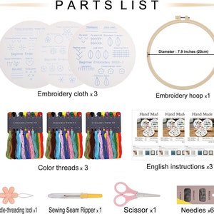 3 Set Beginner Embroidery Kit, Embroidery Starter Kit, Modern Embroidery kit, Learn Embroidery, Hand Embroidery Kit Beginner, Needlepoint 画像 2