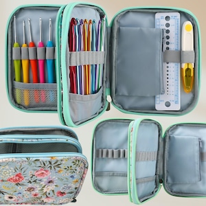 Crochet Hook Case (Empty), Crochet Storage For Crochet Hooks and Crochet Accessories, Crochet Organizer, Crochet Pouch Bag, Craft Supplies